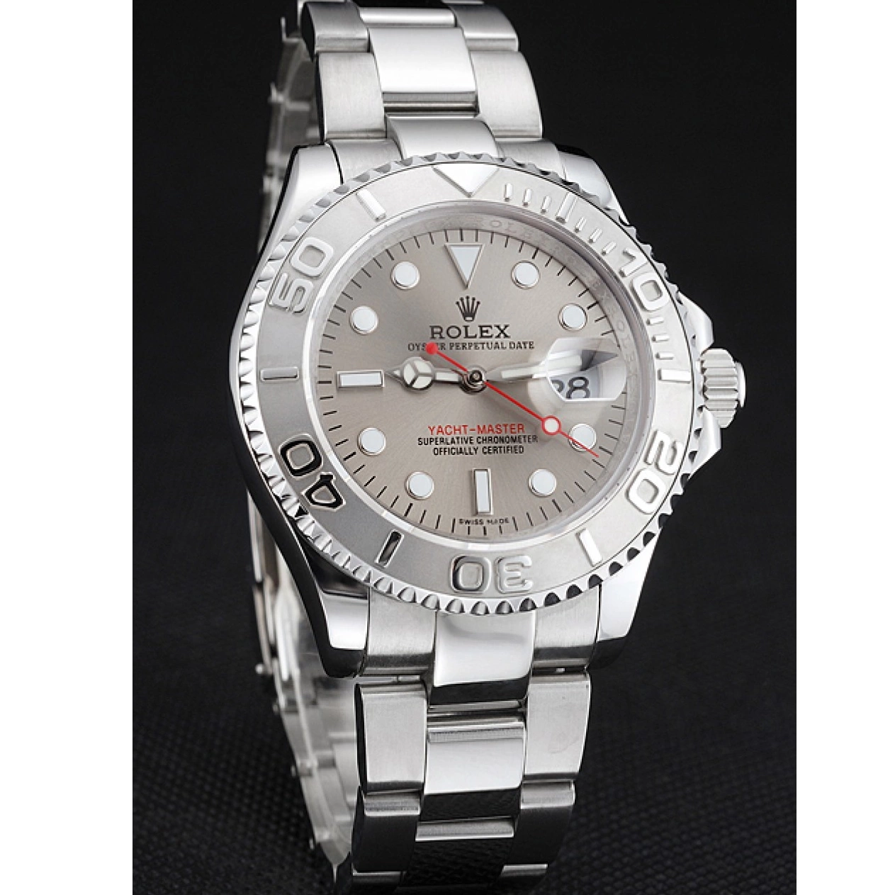 Aaa replica watch Gray Case Steel And Stainless Swiss Bracelet Dial Rolex Yacht-Master 0715